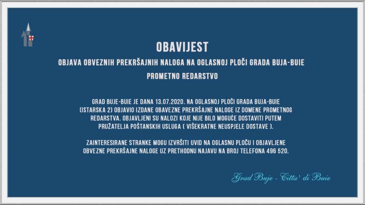 Objava obveznih prekrsajnih naloga