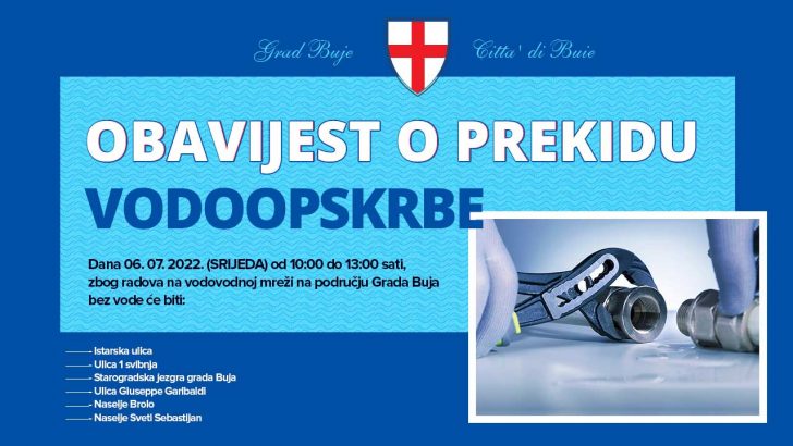 OBAVIJEST O PREKIDU VODOOPSKRBE