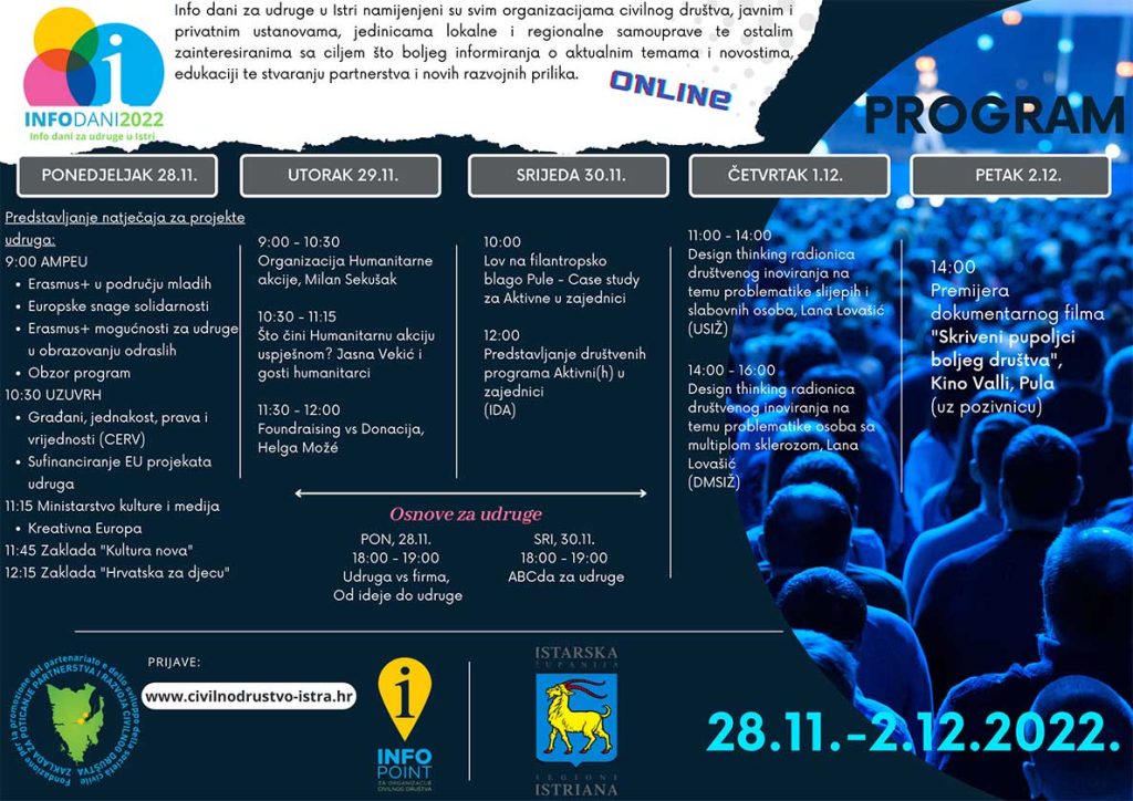 Najava - Info dani za udruge u Istri od 28. studenog