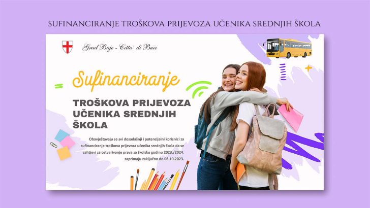 Sufinanciranje troškova prijevoza učenika srednjih škola - Grad Buje