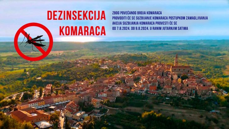 Akcija suzbijanja komaraca provesti će se od 7.8.2024. do 9.8.2024. u ranim jutarnjim satima.