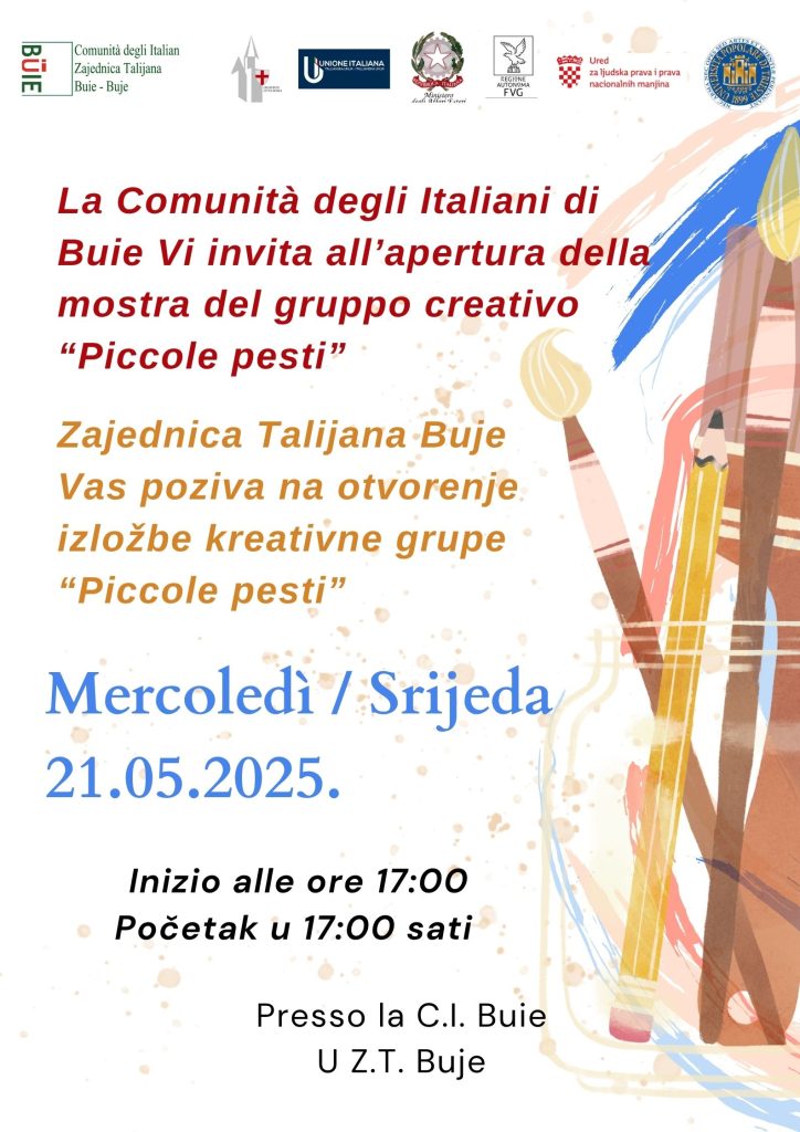 Otvorenje izložbe dječje kreativne grupe "Piccole pesti" u Zajednici Talijana Buje