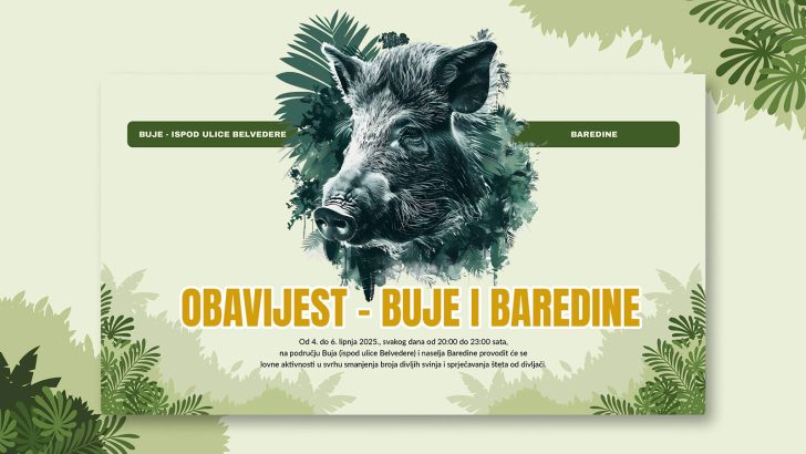 Najava lovnih aktivnosti na području Buja i Baredina