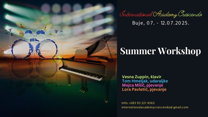 Crescendo ljeto u Bujama – glazbeni workshop za pjevače, pijaniste i perkusioniste