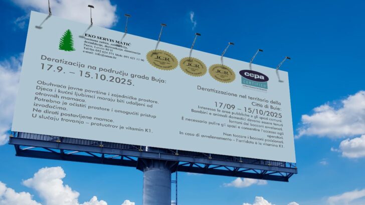 Obavijest o provedbi deratizacije na području Grada Buja