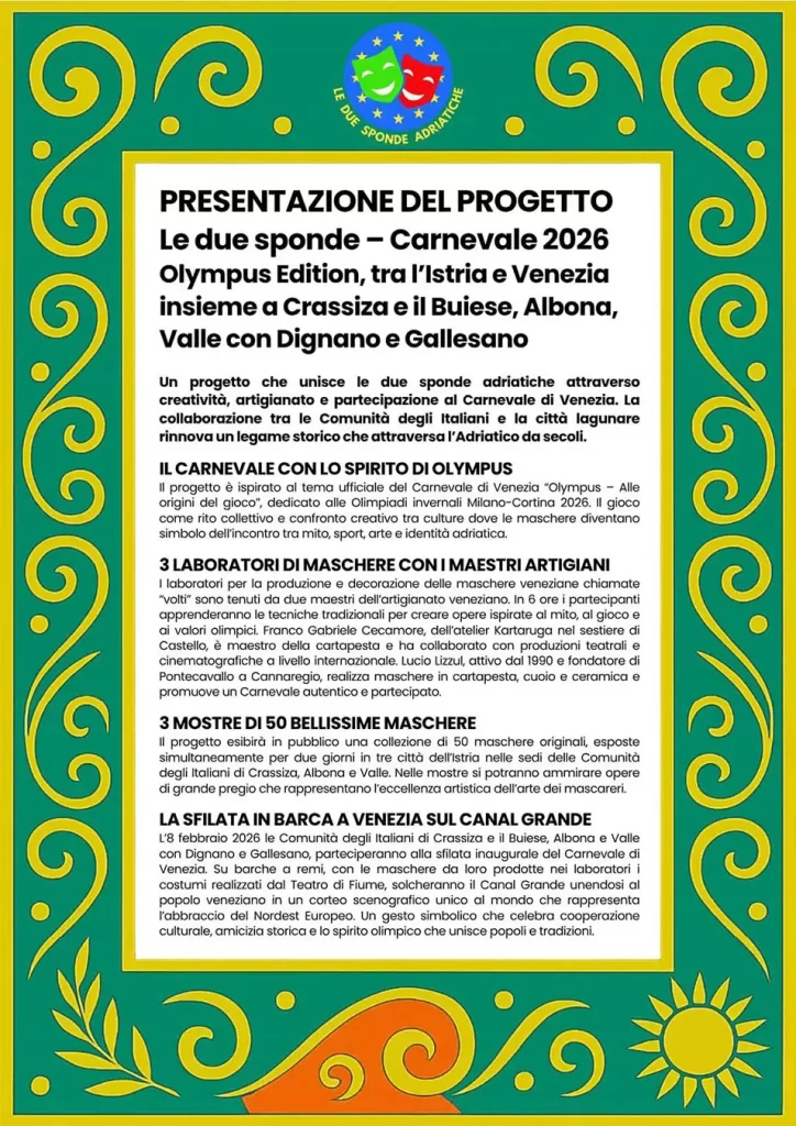 Najava događanja u organizaciji Zajednice Talijana