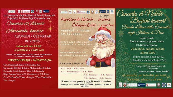 Tri prosinačka koncerta u Bujama u organizaciji Zajednice Talijana