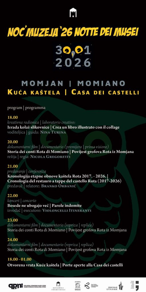 Noć muzeja u Momjanu / Notte dei musei a Momiano: PETAK / VENERDI' 30-01-2026