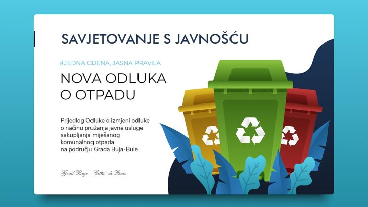 Prijedlog Odluke o izmjeni odluke o načinu pružanja javne usluge sakupljanja miješanog komunalnog otpada na području Grada Buja-Buie