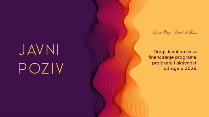 Drugi Javni poziv za financiranje programa, projekata i aktivnosti udruga u 2026.