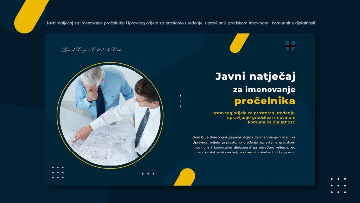 Javni natječaj za imenovanje pročelnika na određeno vrijeme