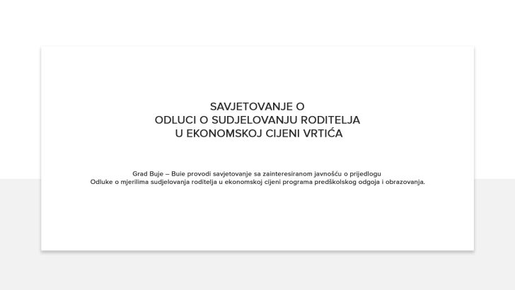 Savjetovanje o Odluci o sudjelovanju roditelja u ekonomskoj cijeni vrtića