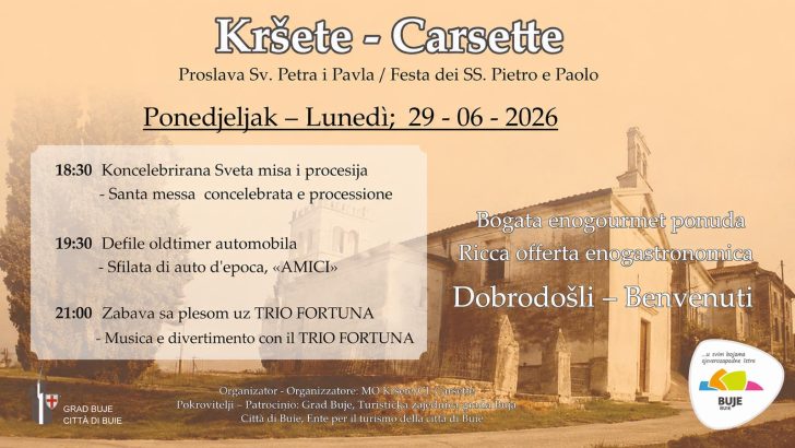 Proslava Sv. Petra i Pavla u Kršetama uz tradiciju, oldtimere i glazbu