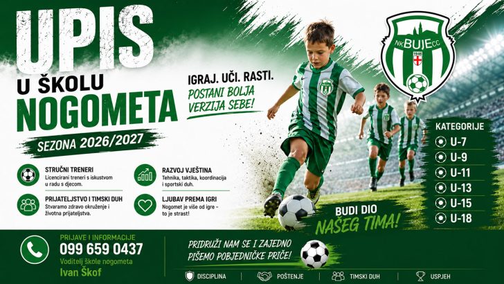 Upišite dijete u Školu nogometa NK Buje za sezonu 2026./2027.