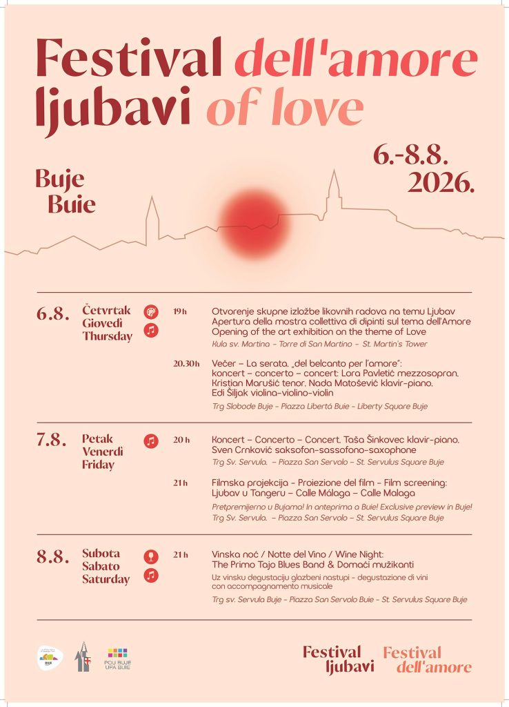 Festival ljubavi u Bujama od 6. do 8. kolovoza / Festival dell’amore a Buie dal 6 all’8 agosto