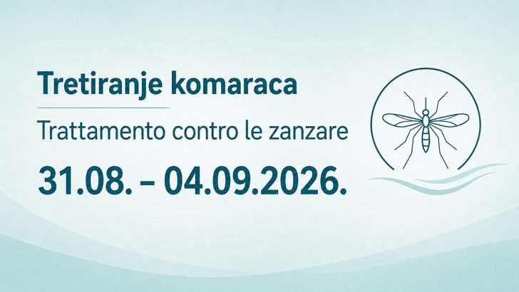 PROVEDBE LARVICDNOG TRETMANA NA PODRUČJU GRADA BUJE – BUIE - TRETIRANJE KOMARACA – 31.08. - 04.09.2026.