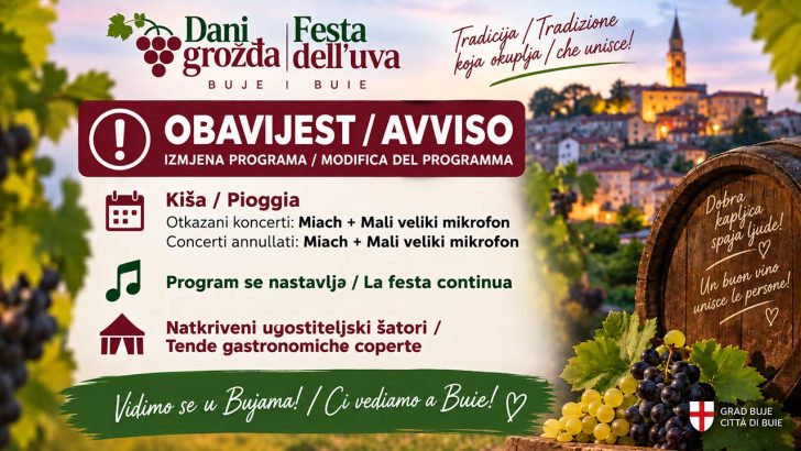 Obavijest o izmjeni programa Dana grožđa